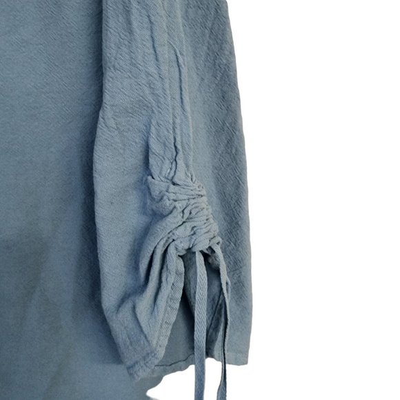 Sea Breeze Top Womens Plus Size Buton Up Collared 100% Cotton Blue Light Weight - Picture 5 of 11